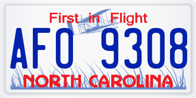 NC license plate AFO9308