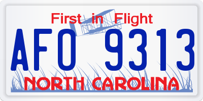 NC license plate AFO9313