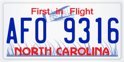 NC license plate AFO9316
