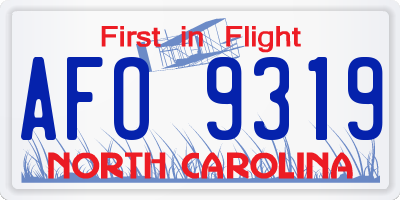 NC license plate AFO9319
