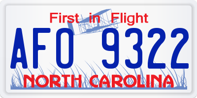 NC license plate AFO9322