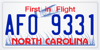 NC license plate AFO9331