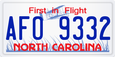 NC license plate AFO9332