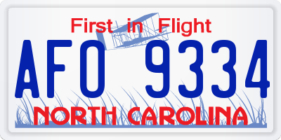 NC license plate AFO9334