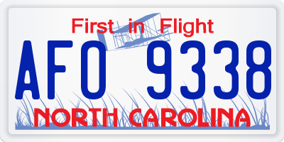 NC license plate AFO9338