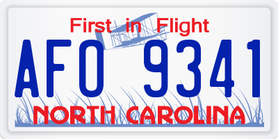 NC license plate AFO9341