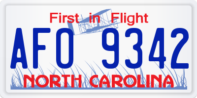 NC license plate AFO9342
