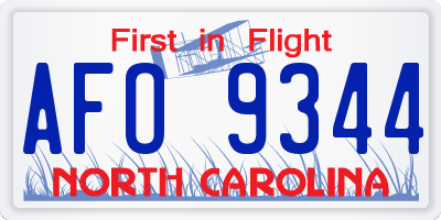 NC license plate AFO9344