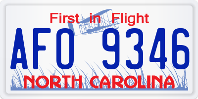 NC license plate AFO9346