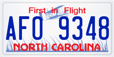 NC license plate AFO9348