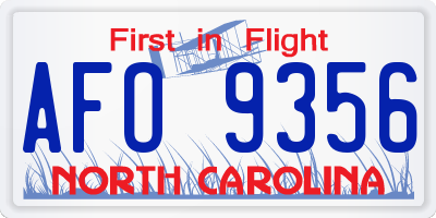 NC license plate AFO9356