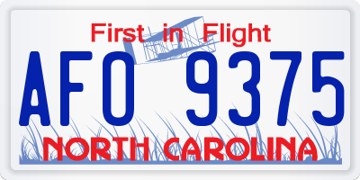 NC license plate AFO9375