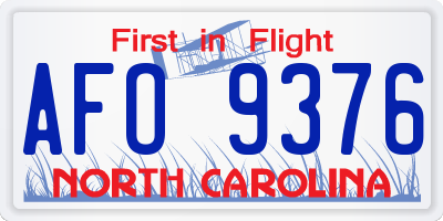 NC license plate AFO9376