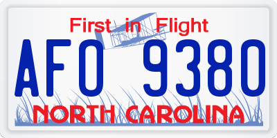 NC license plate AFO9380