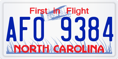 NC license plate AFO9384