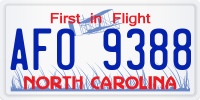 NC license plate AFO9388