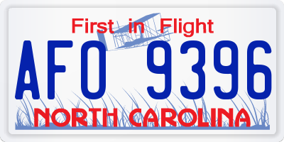 NC license plate AFO9396
