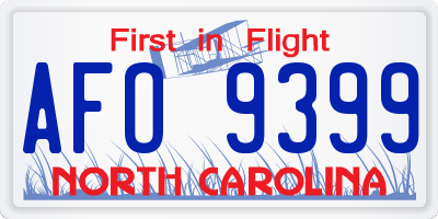 NC license plate AFO9399