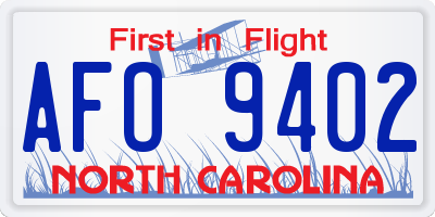 NC license plate AFO9402
