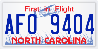 NC license plate AFO9404