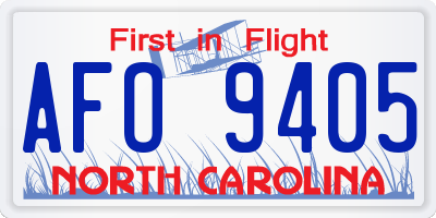 NC license plate AFO9405