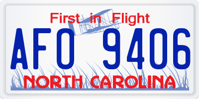 NC license plate AFO9406