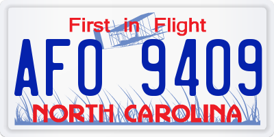 NC license plate AFO9409