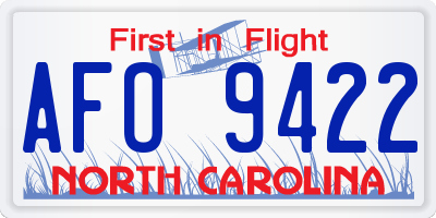 NC license plate AFO9422