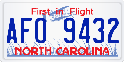 NC license plate AFO9432