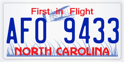 NC license plate AFO9433