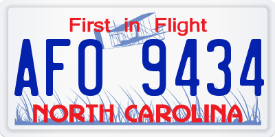NC license plate AFO9434