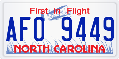 NC license plate AFO9449