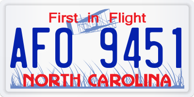 NC license plate AFO9451