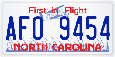 NC license plate AFO9454