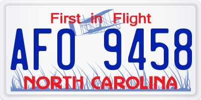 NC license plate AFO9458