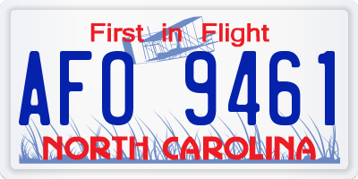NC license plate AFO9461