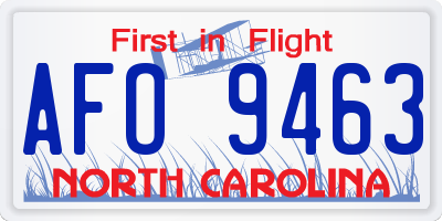 NC license plate AFO9463