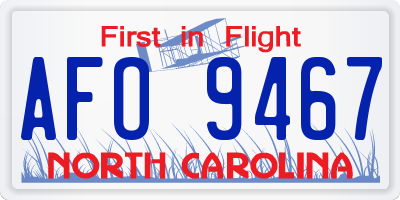 NC license plate AFO9467