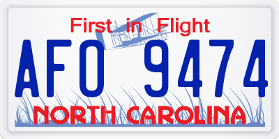 NC license plate AFO9474