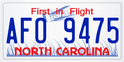 NC license plate AFO9475