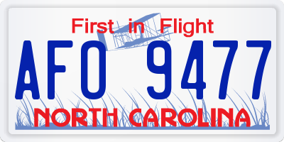 NC license plate AFO9477