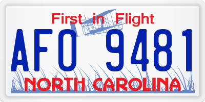 NC license plate AFO9481