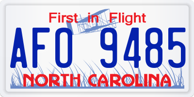 NC license plate AFO9485