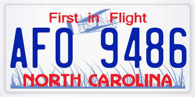 NC license plate AFO9486