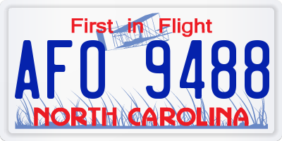 NC license plate AFO9488