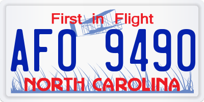 NC license plate AFO9490
