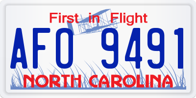 NC license plate AFO9491