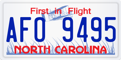 NC license plate AFO9495
