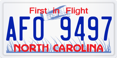NC license plate AFO9497