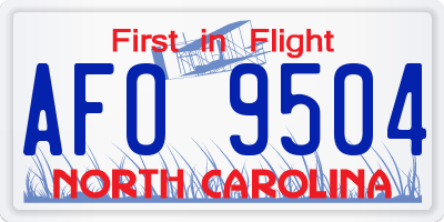 NC license plate AFO9504